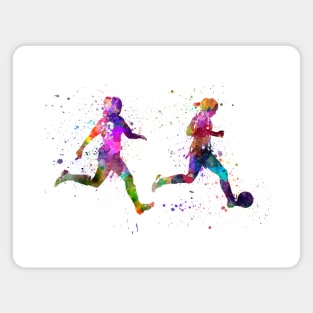 Girl playing soccer football player silhouette Magnet